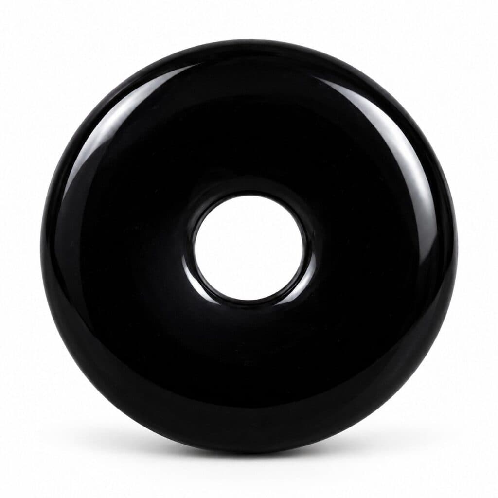 S4H Zwarte Obsidiaan Donut Hanger – Gepolijste Edelsteen – 30 mm