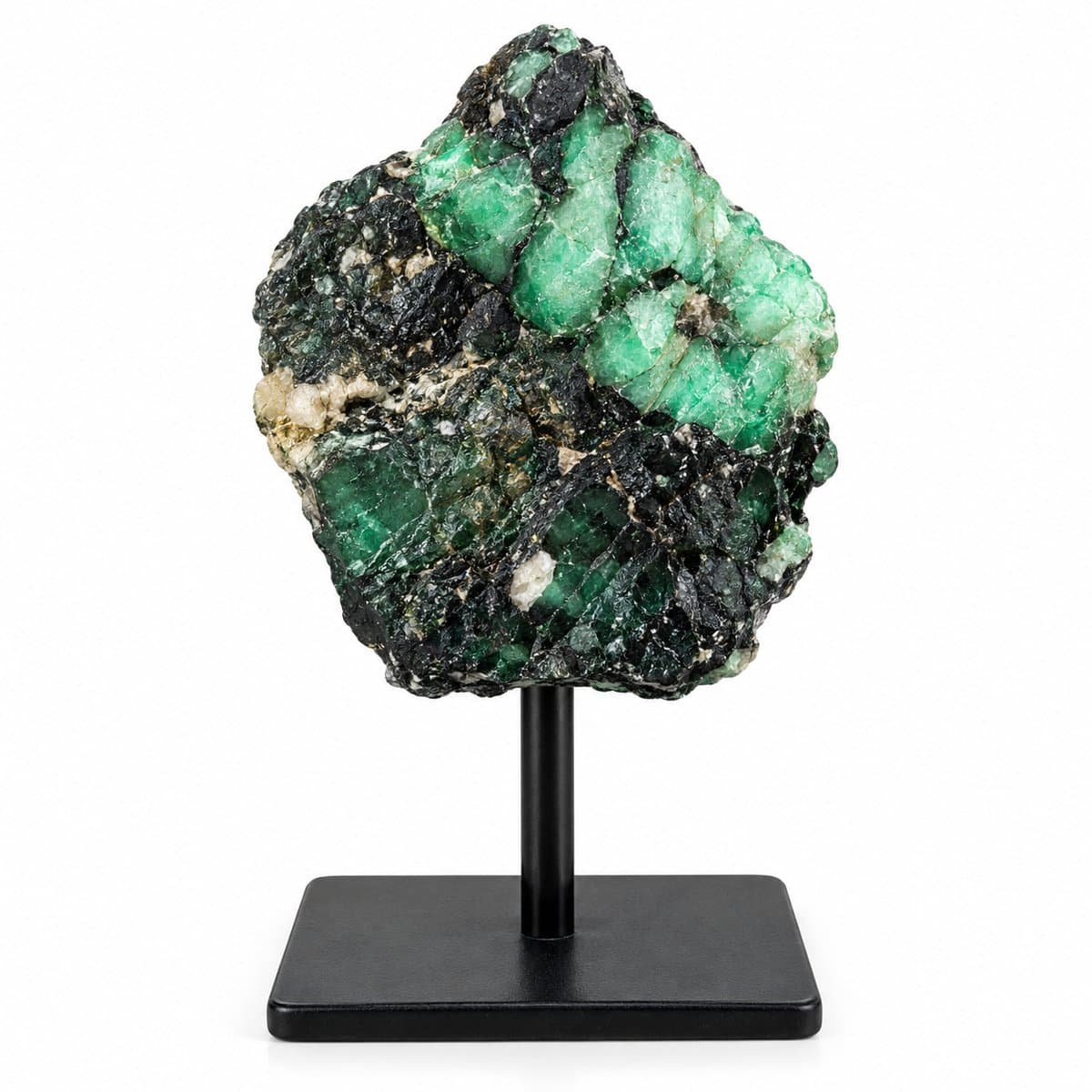 S4H® Ruwe Smaragd op Standaard – Natuurlijke Groene Edelsteen – Luxe Kristal Woondecoratie – Uniek Mineraal voor Interieur, Meditatie & Hartchakra