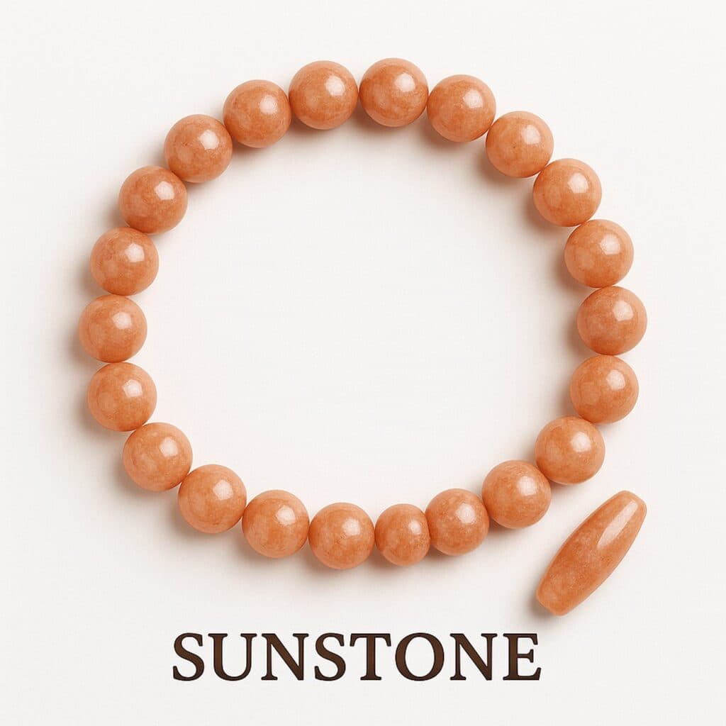 S4H SUNSTONE EDELSTENEN ARMBAND 8MM / KRALEN 18 CM SIZE