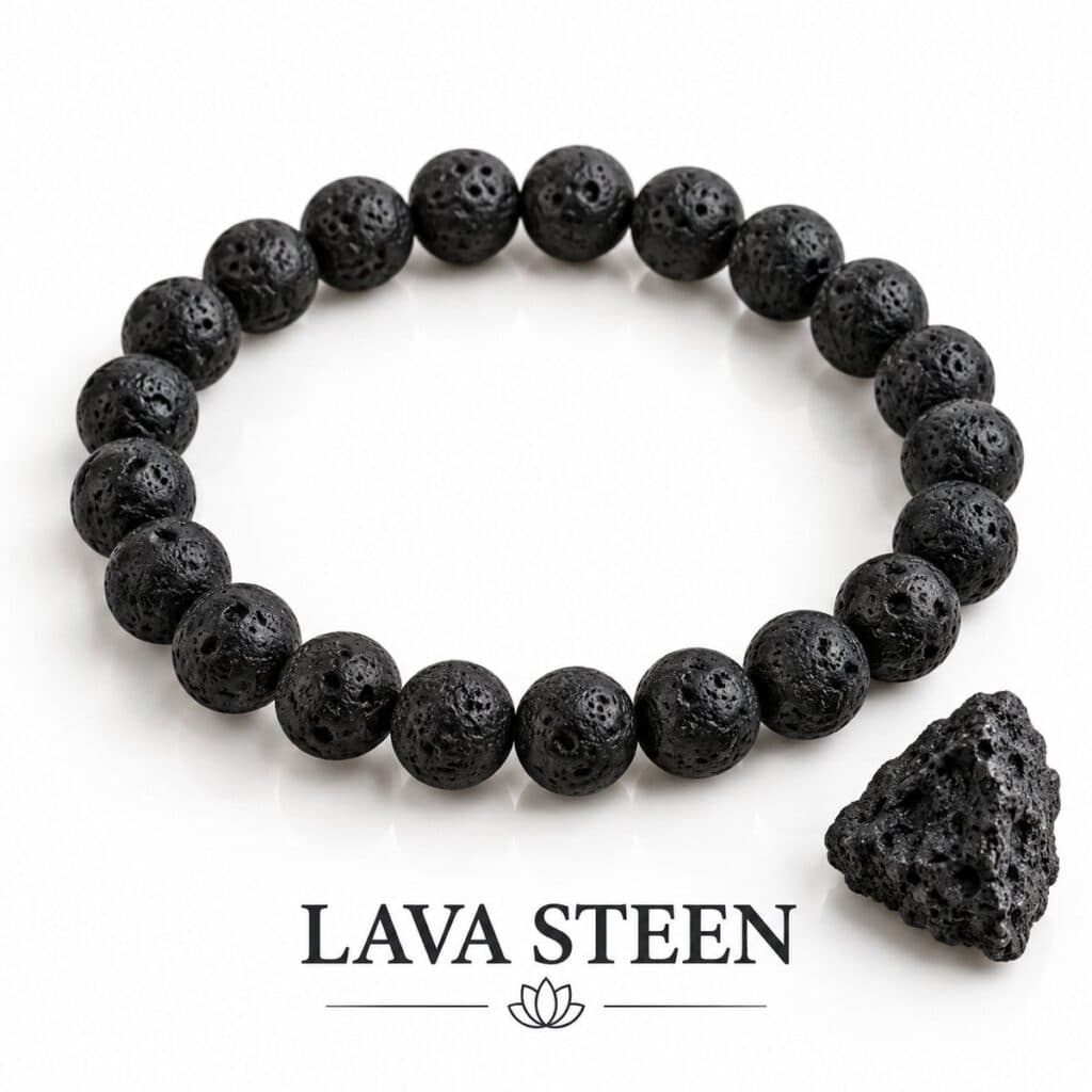 S4H Lavasteen Armband – 8 mm Kralen – 18 cm