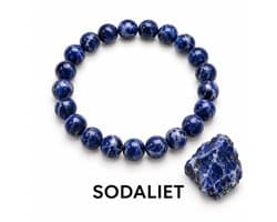 S4H® Sodaliet Armband – 8 mm Edelsteen Kralen – 18 cm – Unisex – Blauwe Natuursteen Armband – Rust, Focus & Communicatie