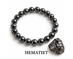 S4H® Hematiet Edelstenen Armband – 8 mm Kralen – 18 cm – Hematiet Armband Dames & Heren – Aarding, Balans & Innerlijke Kracht