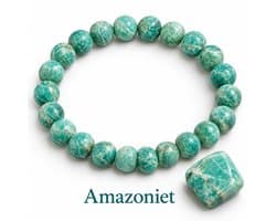 S4H® Amazoniet Edelstenen Armband – 8 mm Kralen – 18 cm – Natuursteen – Rust, Balans & Positieve Energie