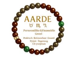 S4H Armband Earth – Persoonlijke & Financiële Groei – Pyriet, Tijgeroog & Chrysopraas