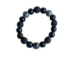 S4H Armband – Mat Onyx & Sneeuwvlok Obsidiaan – 8 mm – 17 cm