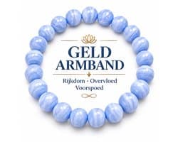 S4H Geld Beschermings Edelstenen Armband – Blauwe Kantagaat (Blue Lace Agate) – 8 mm