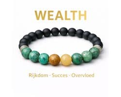 S4H – Edelsteen Armband ‘Wealth’ (8 mm) • Aventurijn, Turkoois & Onyx • Energie Armband voor Rijkdom, Balans & Zelfvertrouwen