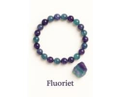 S4H® Fluoriet Edelstenen Armband – 8 mm Natuurlijke Fluoriet Kralen – 18 cm – Focus, Concentratie & Balans