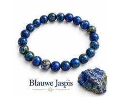 S4H® Blauwe Jaspis Armband – 8 mm Kralen – 18 cm – Natuurlijke Edelsteen Armband – Rust, Balans, Focus & Communicatie – Unisex