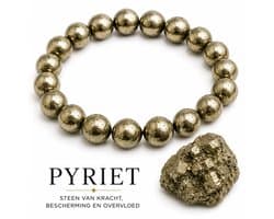 S4H Pyriet Armband – Natuurlijke Edelsteen – 8 mm Kralen – 18 cm – Geld Succes Overvloed & Bescherming – Dames & Heren