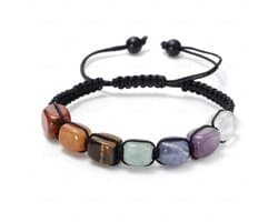 S4H EDELSTENEN CHAKRA ARMBAND 7 GEVLOCHTEN EDELSTENEN CHAKRA VERSTELBAAR