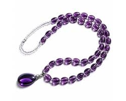 S4H Amethist edelsteen ketting met druppelhanger - 46 cm - Paars