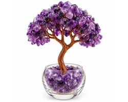 S4H® Amethist Edelsteenboom – Levensboom met Echte Amethist – Edelstenen Decoratie voor Rust, Balans & Positieve Energie