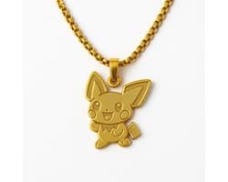 Pokechains Ketting met Hanger + Luxe Giftbox – Goudkleurig Trendy Cartoon Diertje (RVS)