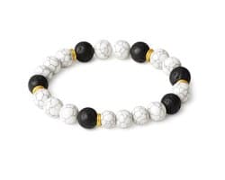 S4H Edelsteen Armband ‘Droom’ – Howliet & Lavasteen – Aantrekken van Geluk, Carrière & Rijkdom – Spirituele Armband voor Manifestatie & Balans
