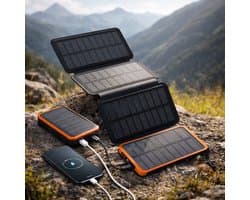 Solar Powerbank 20000mAh – Opvouwbaar Zonnepaneel – Waterdicht – Dual USB – Outdoor Oplader