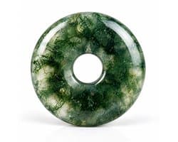 S4H® Mos Agaat Donut Hanger – Gepolijste Edelsteen – 30 mm – Natuursteen – Groen – Voor Ketting & Sieraad