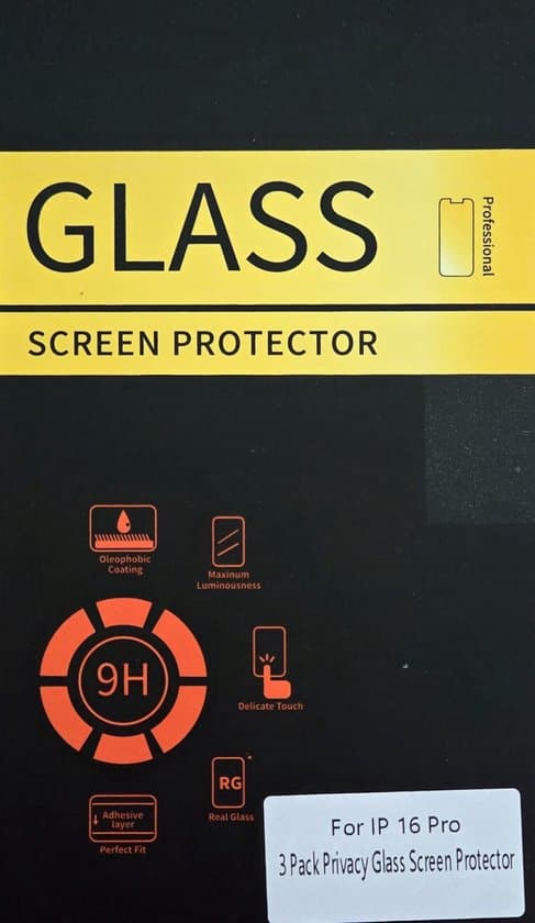 S4H® iPhone 16 Plus Privacy Screenprotector – 3-Pack Tempered Glass – Anti-Spy Privacy Filter – Krasbestendige Displaybescherming