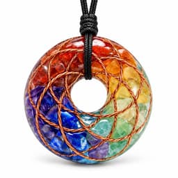 S4H Chakra Donut Hanger met Koper Wire Wrap – Torus/Pi-stone Ø 1,9 cm – Ketting 66 cm