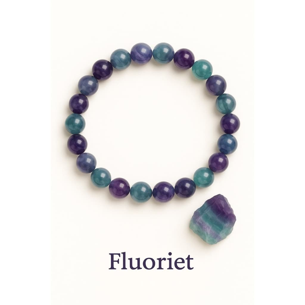 S4H Fluoriet Edelstenen Armband – 8 mm Natuurlijke Fluoriet Kralen – 18 cm