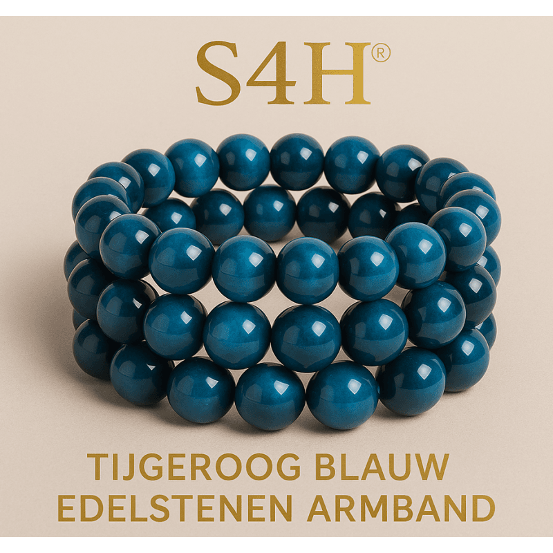 3x S4H Blauwe Tijgeroog Armband – 8 mm Edelstenen | Bescherming & Zelfvertrouwen (Set van 3 Stuks)