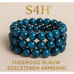 3x S4H Blauwe Tijgeroog Armband – 8 mm Edelstenen | Bescherming & Zelfvertrouwen (Set van 3 Stuks)