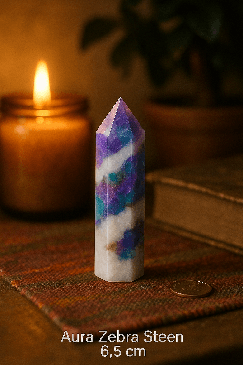 S4H - Aura Zebra Stone kristallen punt – 6,5 cm (obelisk)