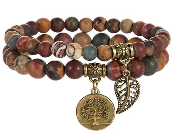 S4H Jaspis Armband – Dubbel met Levensboom & Blad Hanger