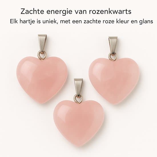 S4H – 3 x Rozenkwarts Hart Hangers (20mm)