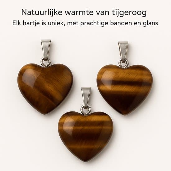S4H – 3 x Tijgeroog Hart Hangers (20mm)