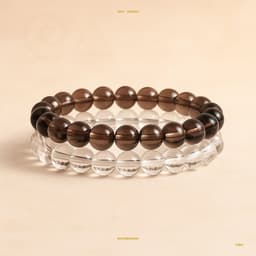 S4H Combinatie armbanden Rookkwarts & Bergkristal - 8mm kralen / Size 17 cm