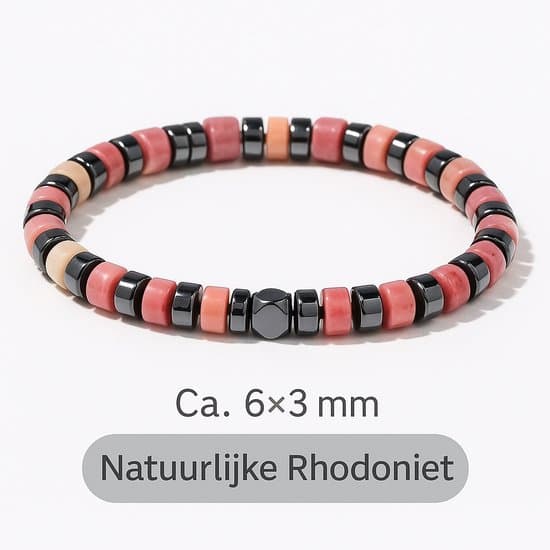 S4H - Armband Rhodoniet & Hematiet – Innerlijke Kracht & Liefde