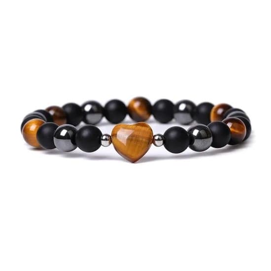 S4H Kracht Armband met Tijgeroog Hart | Onyx & Hematiet Kralen