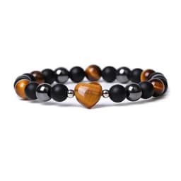 S4H Kracht Armband met Tijgeroog Hart | Onyx & Hematiet Kralen