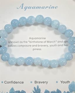 S4H Aquamarijn kralenarmband 8 mm – 18 cm