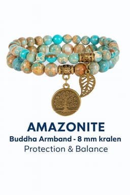 S4H Amazonite Buddha Bracelet – 8 mm Beads – Protection & Balance