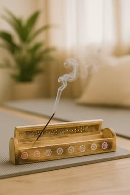 S4H - Wierookbrander met Chakra tekens Beige - wierook houder