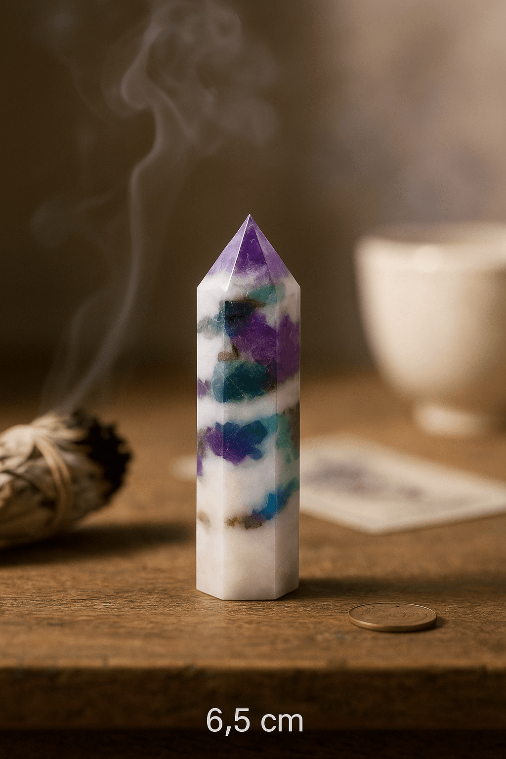 S4H - Aura Zebra Stone kristallen punt – 6,5 cm (obelisk)