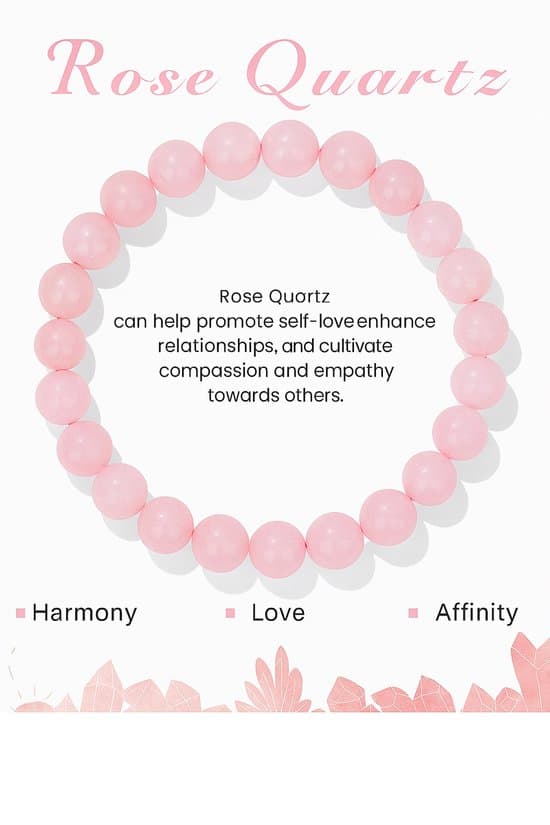 S4H Rozenkwarts Edelstenen armband 8mm krallen / size 18 cm