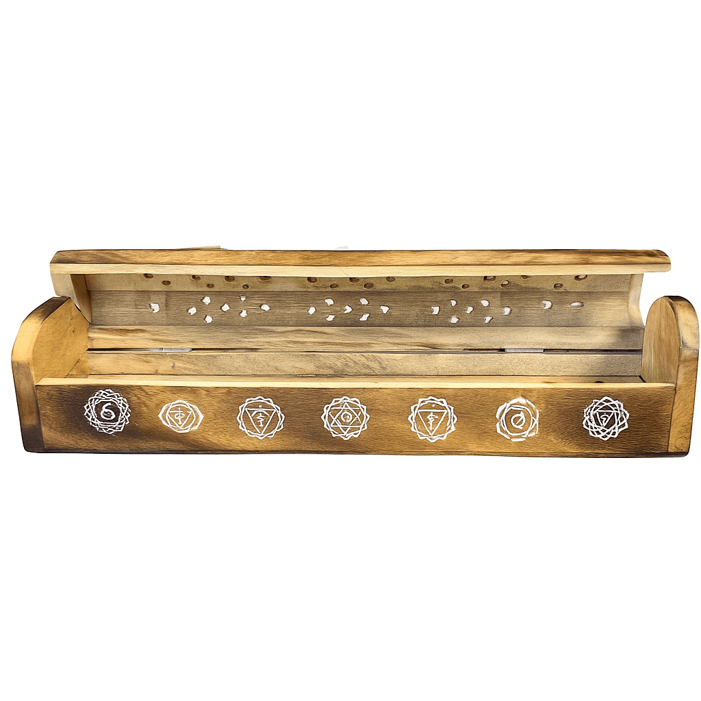 S4H - Wierookbrander met Chakra tekens Beige - wierook houder