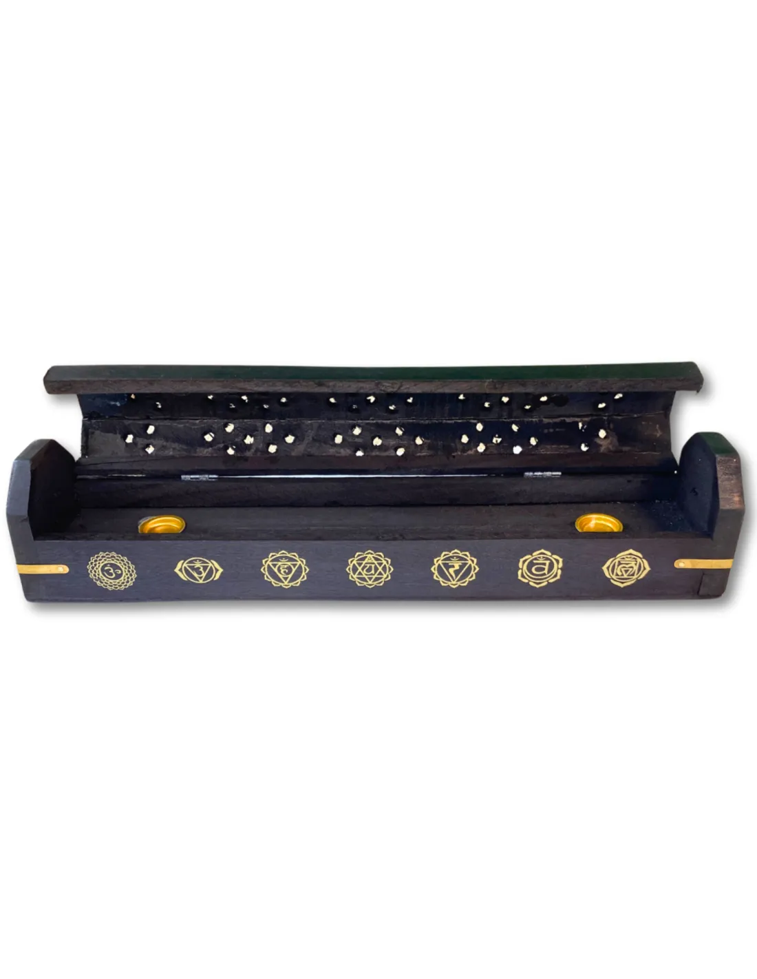 S4H - Wierookbrander met Chakra tekens Black - wierook houder