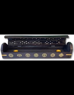 S4H - Wierookbrander met Chakra tekens Black - wierook houder